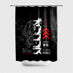 Штора 3D для ванной Кибер арт в Японском стиле