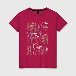 Женская футболка хлопок Ботаника - биология - полевые цветы