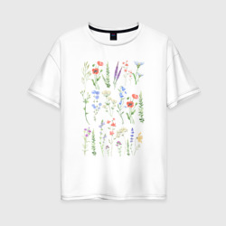 Женская футболка хлопок Oversize Ботаника - биология - полевые цветы