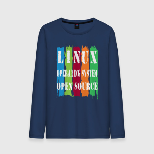 Мужской лонгслив хлопок Линукс открытый исходный код, цвет темно-синий