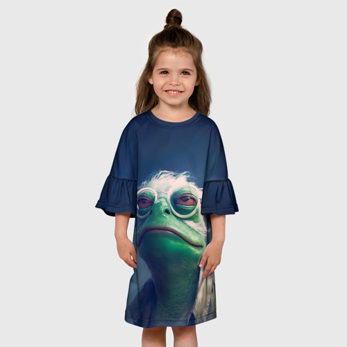 Детское платье 3D с принтом Седая Пепе, вид сбоку #3