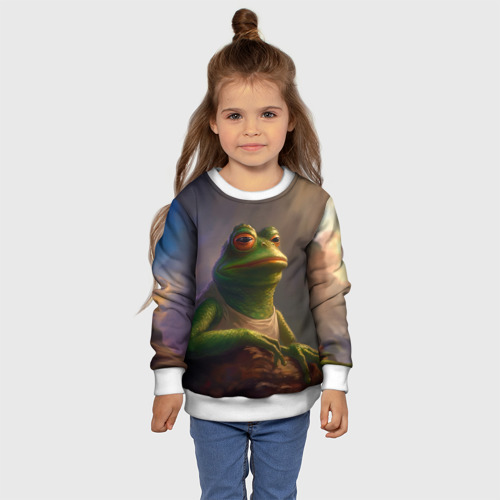 Детский свитшот 3D с принтом Натуральная лягушка Пепе, фото #4