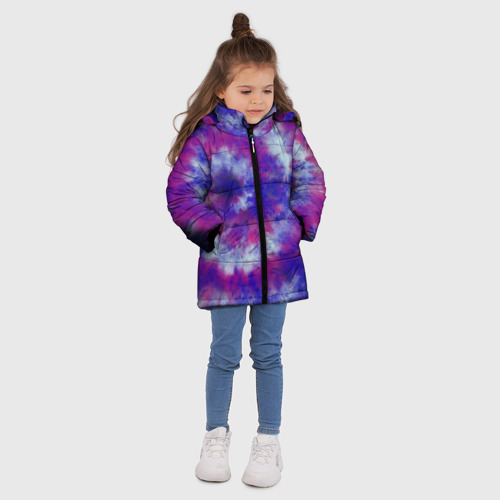 Зимняя куртка для девочек 3D с принтом Tie-Dye дизайн, вид сбоку #3