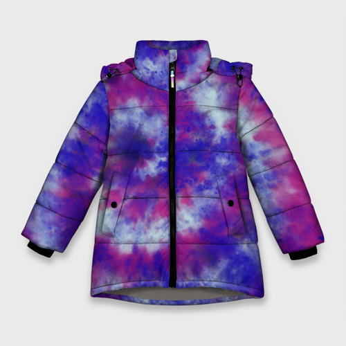 Зимняя куртка для девочек 3D с принтом Tie-Dye дизайн, вид спереди #2