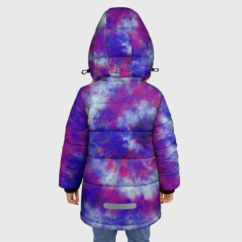 Зимняя куртка для девочек 3D с принтом Tie-Dye дизайн, вид сзади #2