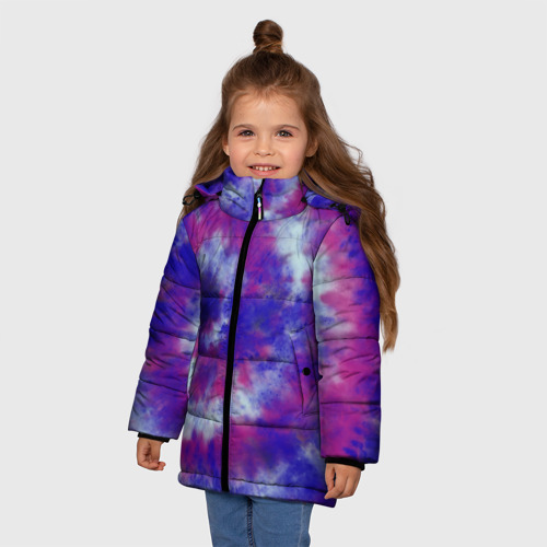 Зимняя куртка для девочек 3D с принтом Tie-Dye дизайн, фото на моделе #1