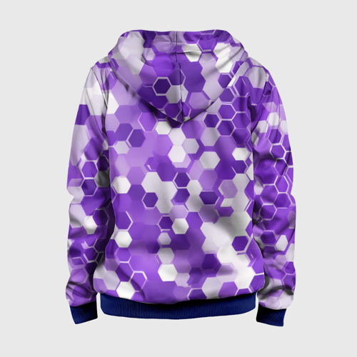 Детская толстовка 3D на молнии с принтом Кибер Hexagon Фиолетовый, вид сзади #1
