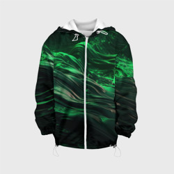 Детская куртка 3D Зеленые абстрактные  волны