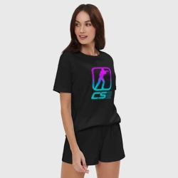 Женская пижама с шортиками хлопок КС 2 неоновый - фото 2
