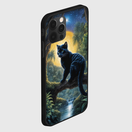 Чехол для iPhone 12 Pro с принтом Черная пантера на дереве, вид сбоку #3