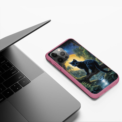 Чехол для iPhone 12 Pro Max с принтом Черная пантера на дереве, фото #5