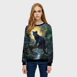 Женский свитшот 3D Черная пантера на дереве - фото 2
