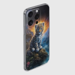 Чехол для iPhone 15 Pro силиконовый с защитой камеры Леопард у горного ручья - фото 2