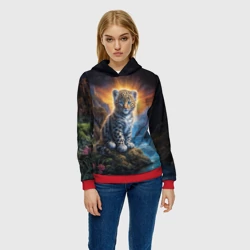 Женская толстовка 3D Леопард у горного ручья - фото 2