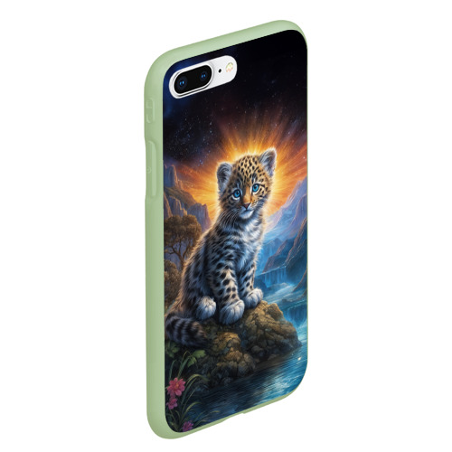 Чехол для iPhone 7Plus/8 Plus матовый с принтом Леопард у горного ручья, вид сбоку #3