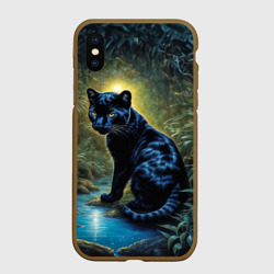 Чехол для iPhone XS Max матовый Черная пантера в джунглях
