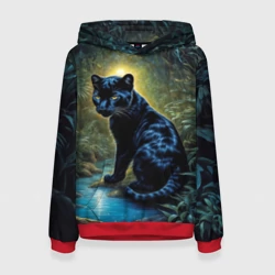 Женская толстовка 3D Черная пантера в джунглях