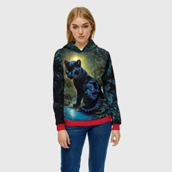 Женская толстовка 3D Черная пантера в джунглях - фото 2