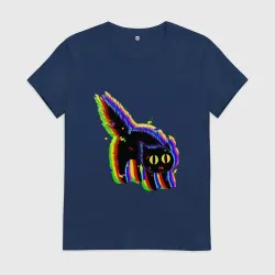 Женская футболка хлопок Глюк кот шипящий - Technical Glitch