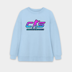 Женский свитшот oversize без начеса хлопок КС 2 лого неон
