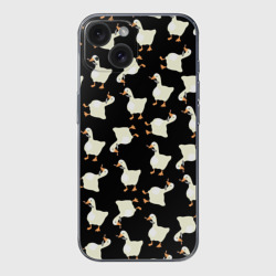 Чехол для iPhone 15 силиконовый с защитой камеры Паттерн с гусями