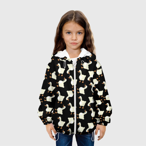 Детская куртка 3D Паттерн с гусями, цвет белый - фото 4