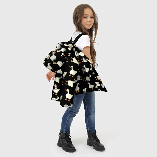 Зимняя куртка для девочек 3D Паттерн с гусями, цвет черный - фото 6