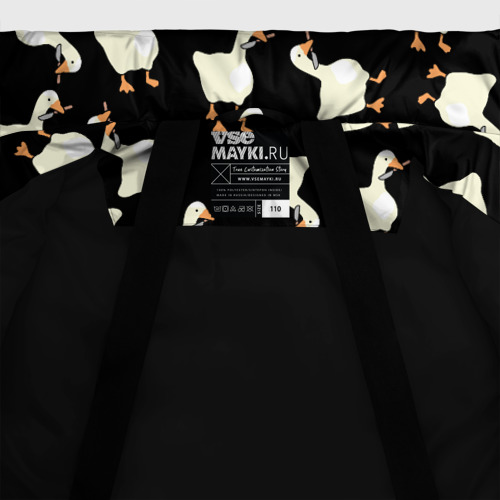 Зимняя куртка для девочек 3D Паттерн с гусями, цвет черный - фото 7