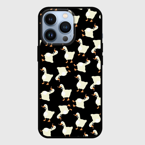Чехол для iPhone 13 Pro Паттерн с гусями, цвет черный