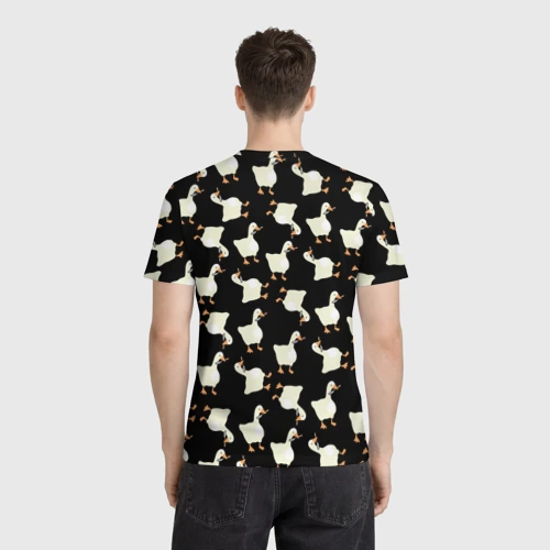 Мужская футболка 3D с принтом Паттерн с гусями, вид сзади #2