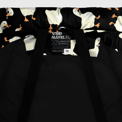 Женская зимняя куртка Oversize Паттерн с гусями, цвет черный - фото 7