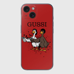 Чехол для iPhone 15 силиконовый с защитой камеры Гусси из криминального чтиво