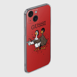 Чехол для iPhone 15 силиконовый с защитой камеры Гусси из криминального чтиво - фото 2