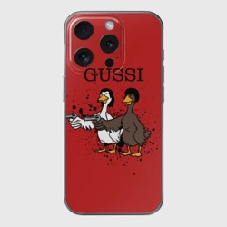 Чехол для iPhone 15 Pro Max силиконовый с защитой камеры Гусси из криминального чтиво