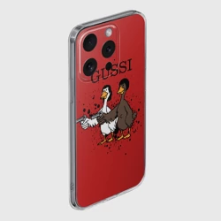 Чехол для iPhone 15 Pro Max силиконовый с защитой камеры Гусси из криминального чтиво - фото 2