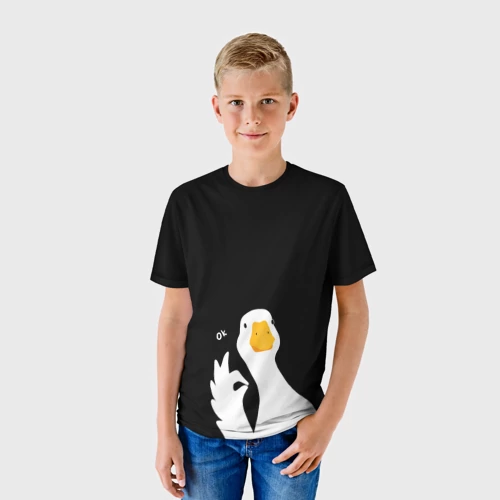 Детская футболка 3D с принтом Ок гусь, фото на моделе #1