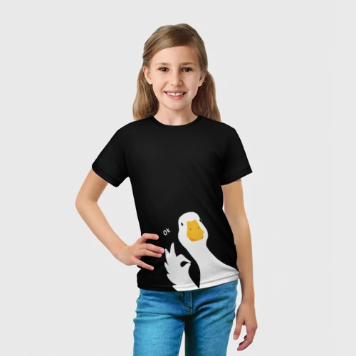 Детская футболка 3D с принтом Ок гусь, вид сбоку #3