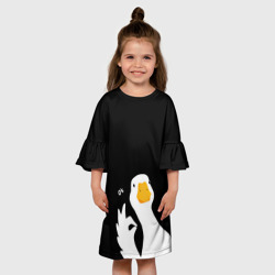 Платье с принтом Ок гусь для ребенка, вид на модели спереди №3. Цвет основы: белый