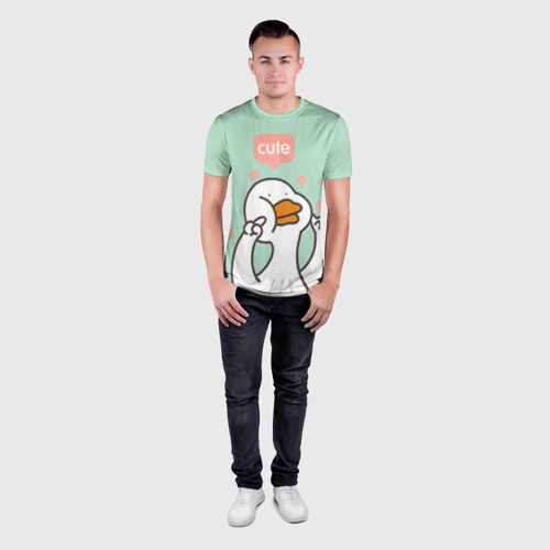 Мужская футболка 3D Slim Dear goose - кавайный, цвет 3D печать - фото 4