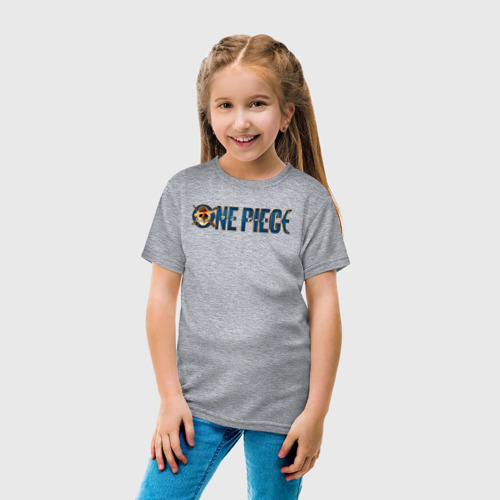 Детская футболка хлопок с принтом One piece Netflix logo, вид сбоку #3