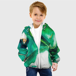 Детская куртка 3D Жидкий изумруд в стиле арт - фото 2
