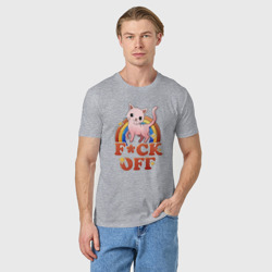 Мужская футболка хлопок F*ck off cat retro - фото 2