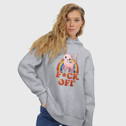 Женское худи Oversize хлопок F*ck off cat retro - фото 2