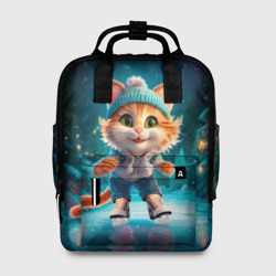 Женский рюкзак 3D Мультяшный котенок на коньках