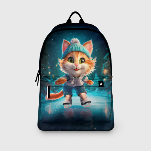 Рюкзак 3D с принтом Мультяшный котенок на коньках, вид сбоку #3