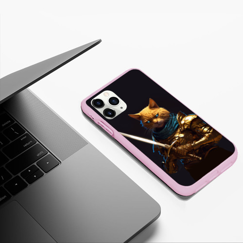 Чехол для iPhone 11 Pro Max матовый Рыцарский кот, цвет розовый - фото 5