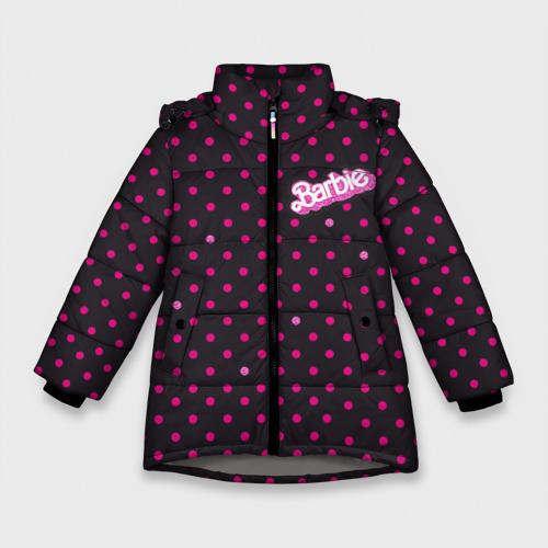 Зимняя куртка для девочек 3D с принтом Барби горошек, вид спереди #2
