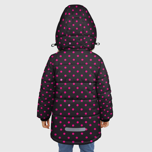Зимняя куртка для девочек 3D с принтом Барби горошек, вид сзади #2
