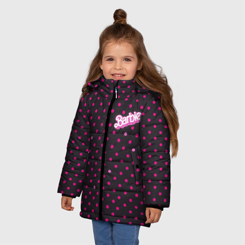 Зимняя куртка для девочек 3D с принтом Барби горошек, фото на моделе #1