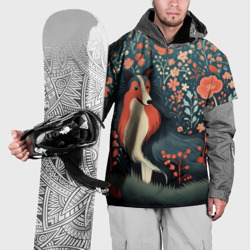 Накидка на куртку 3D Колли в стиле фолк арт